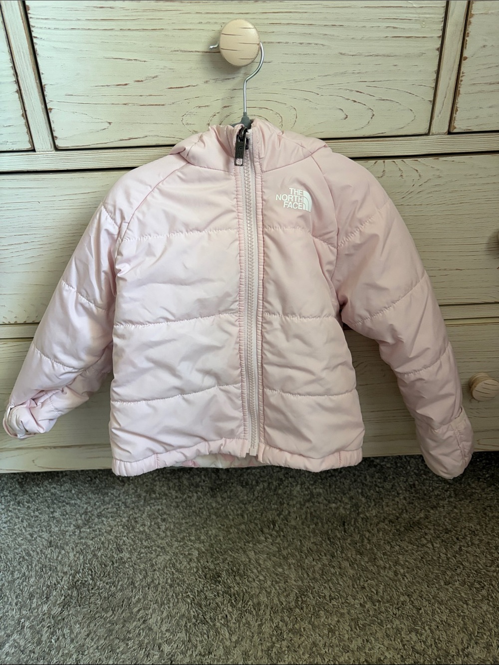 The North Face Kids Light Pink Puffer Jacket with Hood size 18-24m